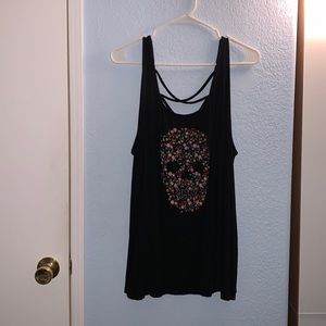 Flower skull tank top